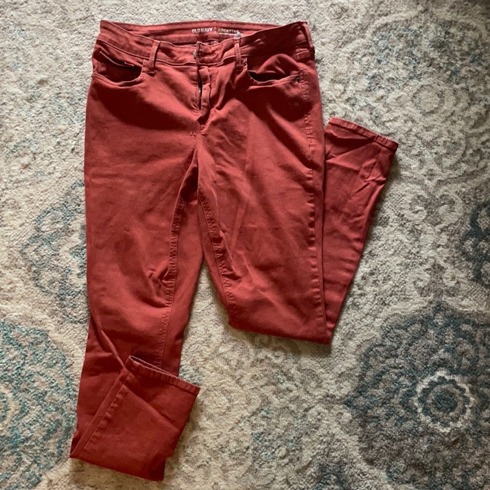 Old Navy Mid-rise Rockstar Jeans- Red